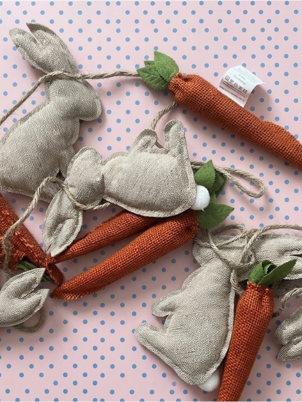 Bunny and Carrot Fabric Garland - Beige & Orange